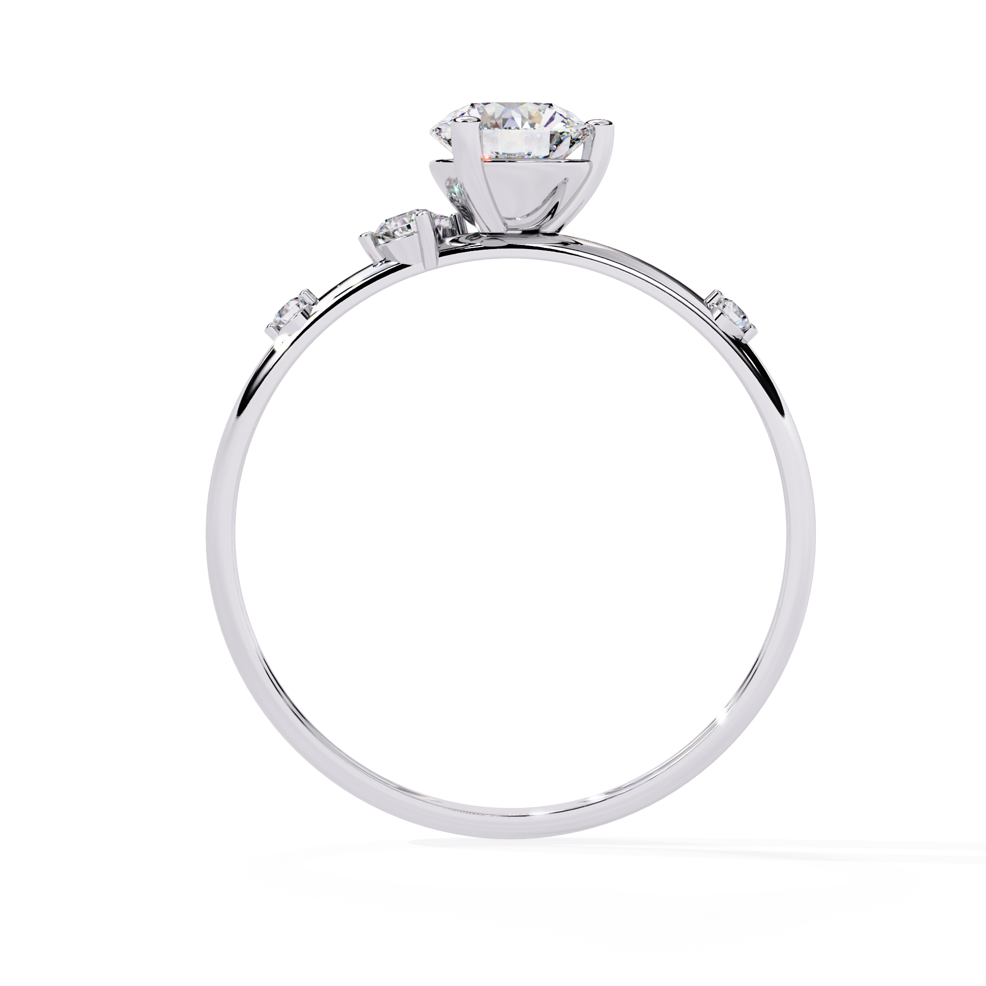 Solitairekart – 0.56 CT Side Cluster Lab Diamond Solitaire Ring | 14K Yellow Gold